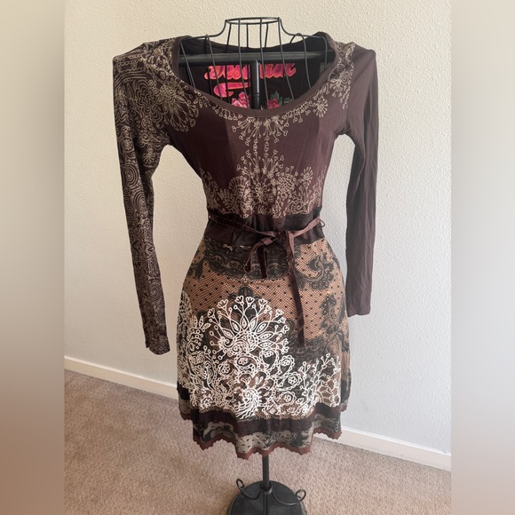 Desigual Brown Cowl Neck Sheath Dress - Picture 2 of 4